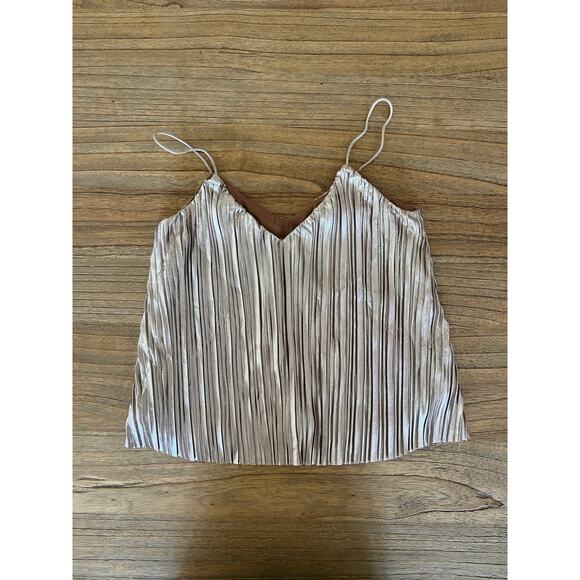 4SI3NNA (Anthropologie) metallic pleated cami - M - Picture 4 of 4